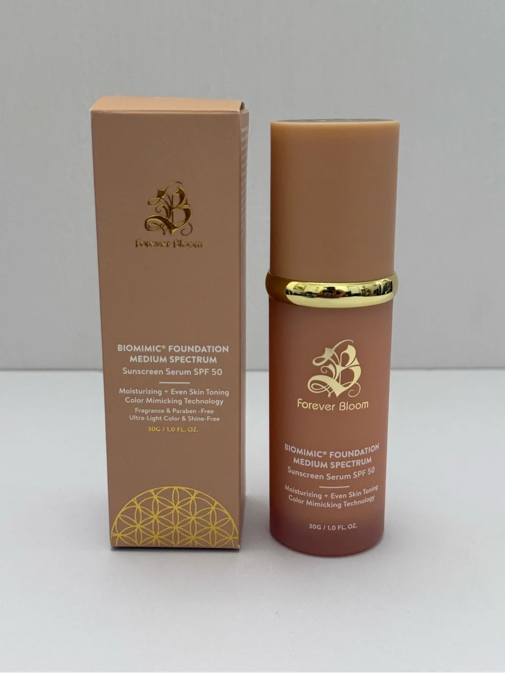 Forever Bloom Biomimic Foundation Medium Spectrum SPF 50 Moisturizing 1.0 fl oz